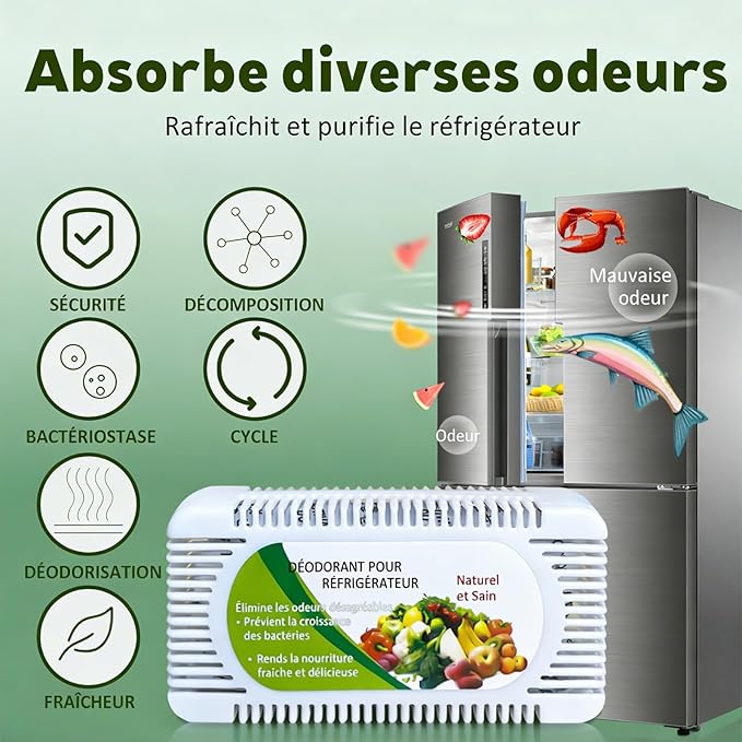 6 Pack Fridge Deodorizer, Refrigerator and Freezer Deodorizer Odor Eliminator Reusable, Unscented Activated Carbon Odor Absorber and Moisture for Freezers, Coolers, Closet and Trash Can - Image 3