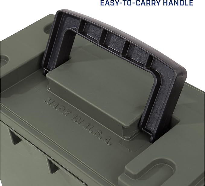 Sheffield 12626 Ammo Storage Box, Stackable .30 Cal Field Boxes, Water and Dust Resistant, Lockable Storage Box with Handle, Secures Hunting Gear, Supplies, and Bullets, Made in USA, Green, 1-Pack - Image 7