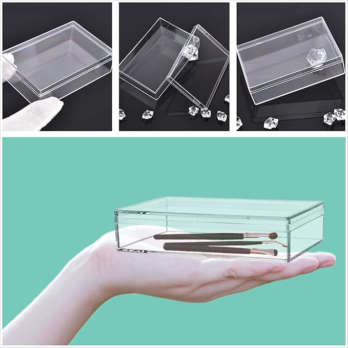 Clear Acrylic Box with Lids, 4 Pack 4.3x2.7x1 Inch Plastic Square Cube Candy Boxes Acrylic Storage Box for Wedding, Valentine's Day Party, Treats, Coin, Jewelry Accessories - Image 3