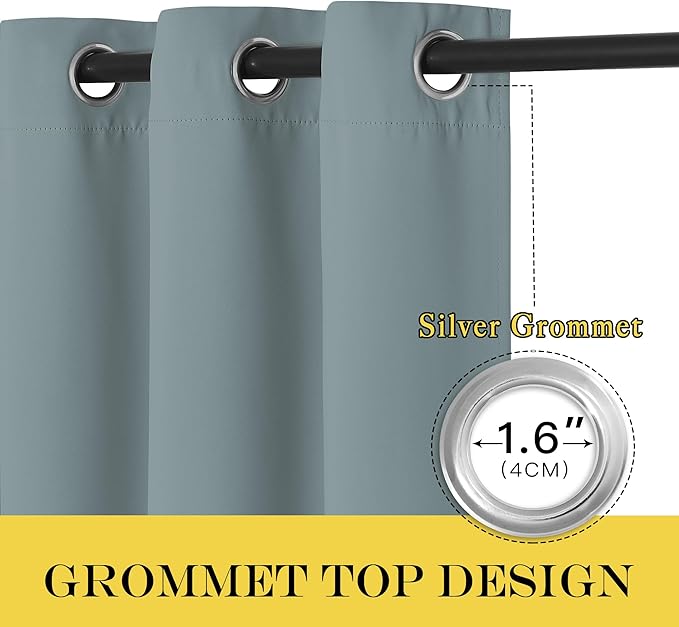 NICETOWN Extra Wide Patio Door Curtain 84 inch Long - Energy Smart & Noise Reducing Grommet Thermal Insulated Wide Width Drapes, Sliding Door Curtain for Guestroom(Stormy Sea, W100 x L84) - Image 5