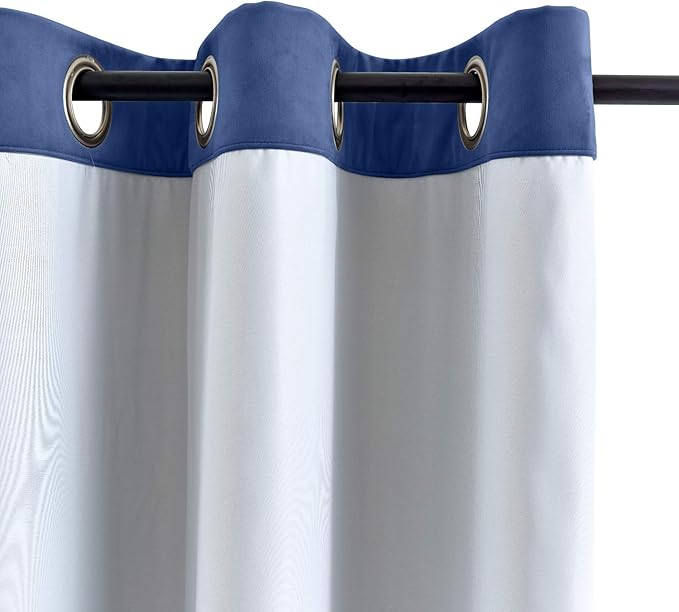ChadMade Blackout Lined Premium Velvet Curtain Ocean Blue 50Wx84L Inch (1 Panel), Eyelet Grommet for Livingroom Bedroom Theater Studio, Leon Collection - Image 3