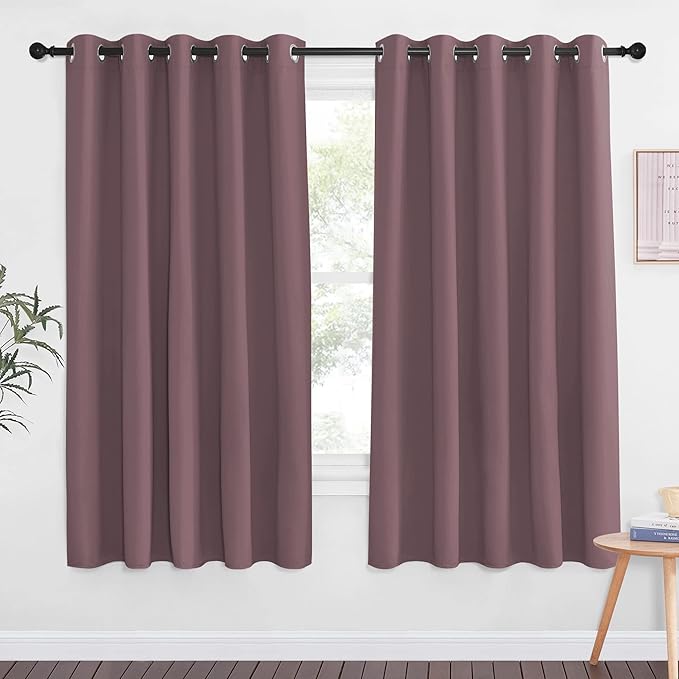 NICETOWN Blackout Bedroom Door Curtain - Grommet Window Treatment Thermal Insulated Light & Sound Reducing Room Darkening Privacy Drape for Doorway (Dry Rose, 1 Panel, W66 x L66) by NICETOWN
