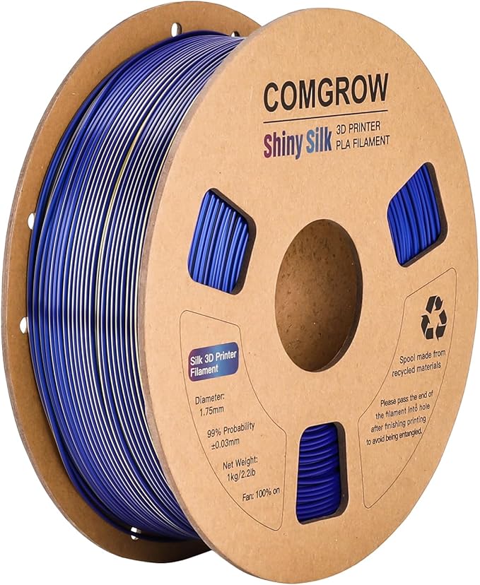 Comgrow Silk PLA 3D Printer Filament, Dual Color 2 in 1 Golden and Blue, 3D Printing PLA Filament 1.75mm, Dimensional Accuracy +/- 0.02 mm, 1KG Spool, Coextrusion Shiny Silk 3D Filament by Comgrow