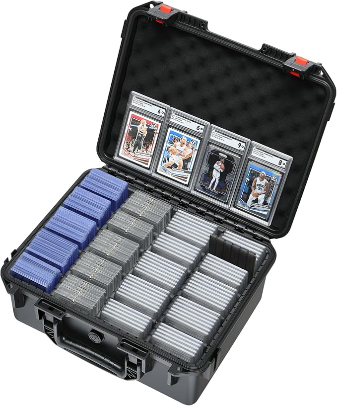 Graded Card Case Storage Box: Trading Card Storage for PSA BGS SGC Toploaders with 12 Dividers, Sports Cards Cases for Baseball Football MTG Slab Holder Collector Gift Carry Organizer Display（800+） by HOSOCASE