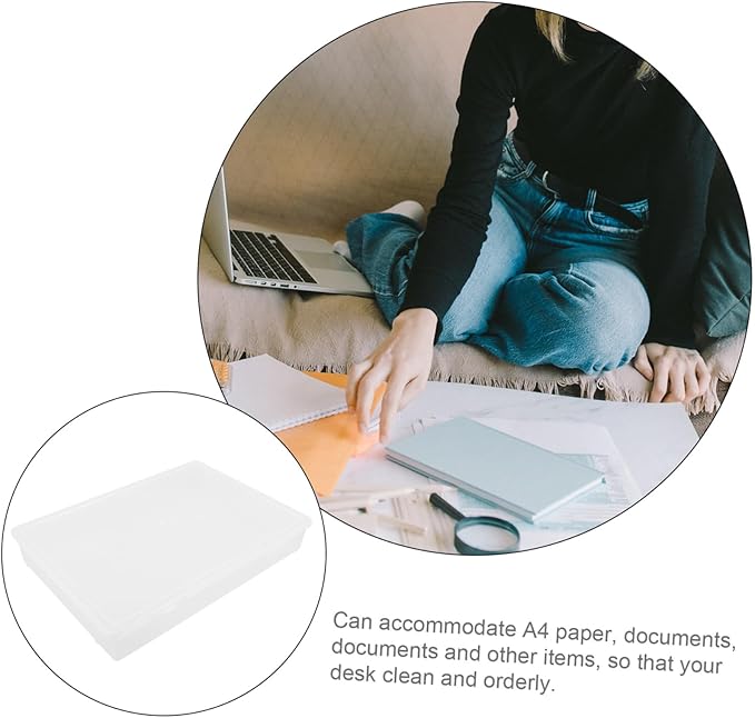 jojofuny Document Organizer Box Transparent Storage Case for Photos Certificates Documents Lightweight Portable File Holder for Desk Travel Keeps Files Dry Tidy - Image 6