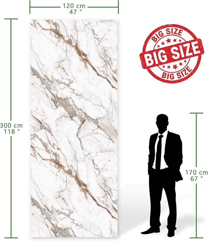 Marble Peel and Stick Waterproof Wall Paneling, 118" x 47" Calacatta Gold Glossy Finish Self-Adhesive Backsplash Tile Vinyl Wall Panel for Kitchen Bathroom Wall Decor, Covers 38.75 Sq. Ft. - Image 2