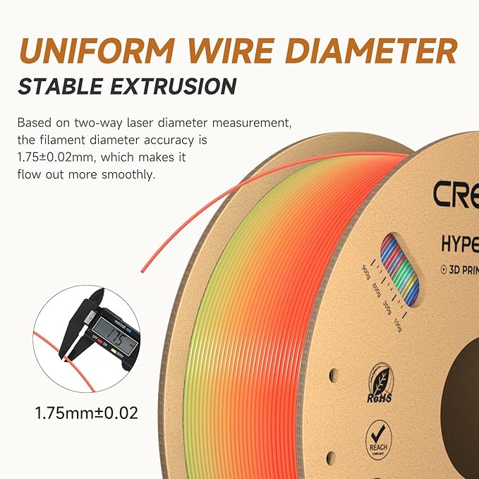 Official Creality Hyper PLA Filament 1.75mm White & Rainbow 2KG, 30-600mm/s High Speed PLA Rapid 3D Printer Filament, 2 Pack 1kg Spool(2.2lbs), Dimensional Accuracy +/-0.02mm, Fit Most FDM 3D Printer - Image 2