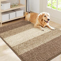 Smiry Dog Door Mat for Muddy Paws, Absorbs Moisture and Dirt, Low-Profile Entryway Mat with Non-Slip Backing, Entry Indoor Outdoor Doormat for Inside Floor (40x32 Inches, Khaki, Striped) by Smiry