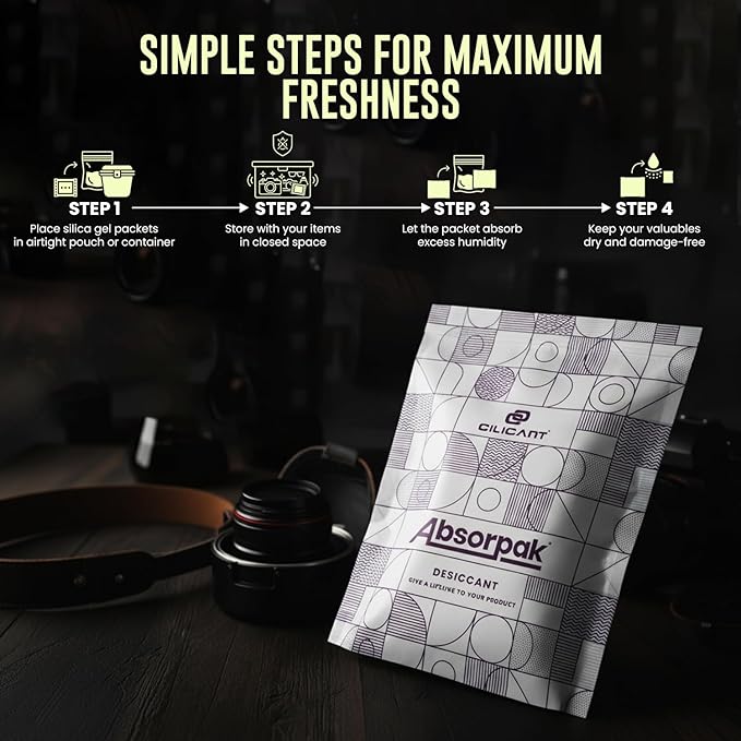 Absorpak Desiccant Packs for Storage - Silica Gel Packets Moisture Control - 200 pcs Medium(5g each) - Silica Packets for Shoes, Clothes, Electronics, Moisture Absorbers for Food Pantries & Households - Image 4