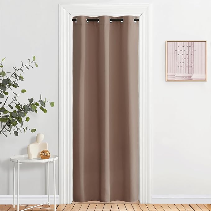 NICETOWN Sound Reducing Room Divider Curtain Screen Partition, Function Thermal Blackout Patio Door Curtain Panel, Sliding Door Insulated Curtain, Cappuccino, 2.8ft Wide x 6.7ft Long by NICETOWN