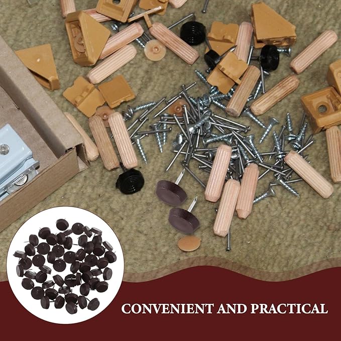 100pcs Brown Plastic Nail-on Furniture Feet Levelers Anti-Slip Floor Protectors with Moisture-Resistant Base for Chairs Tables Sofas Hardwood Floors - Image 8