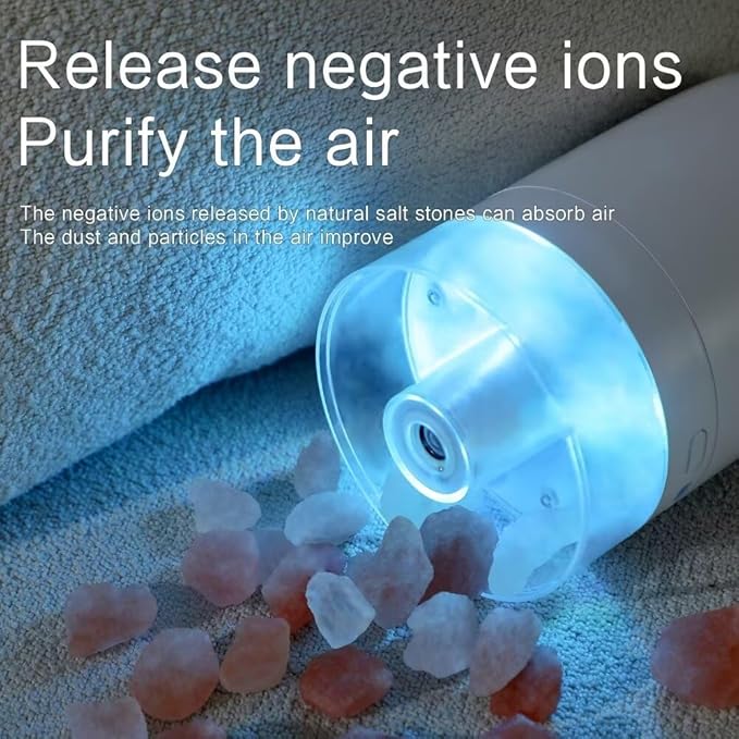 Himalayan Salt Lamp Ultrasonic Humidifier,Essential Oil Aromatherapy Diffuser,230ML Cool Mist Humidifier with Built-in Battery,7 Color Light,Auto Shut-Off Pink - Image 4