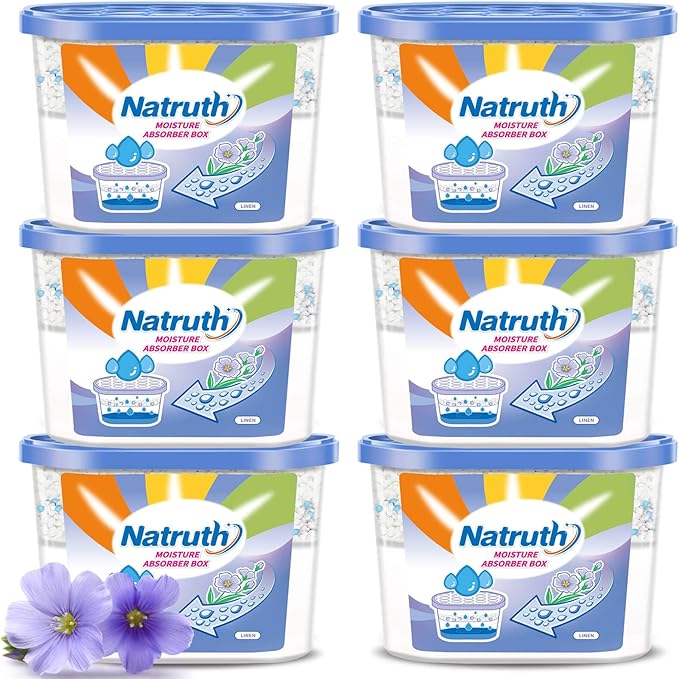 NATRUTH Fresh Linen Moisture Absorber（6 Pack）12.5 Oz,Humidity Absorber Attracts Extra Moisture from Your Bathroom, Closet, Kitchen & Study, Dehumidifier for Closet by HOME