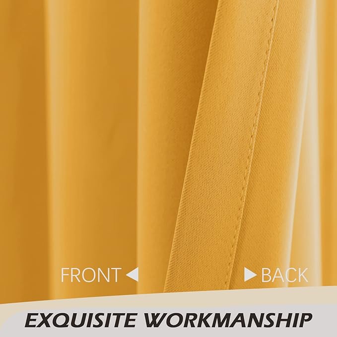 MYSKY HOME Blackout Curtain for Bedroom, Grommet Room Darkening Curtain, Amazing Triple Weave Thermal Insulated Curtain, 1 Curtain Panel ( 52 x 72 Inch, Yellow ) - Image 4