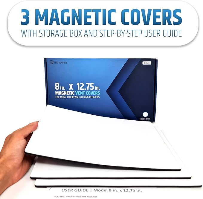 Powerful Magnetic Vent Covers (3-Pack) That Will Never Fall Off (Upgraded Design) - for Sealing Floor/Wall/Ceiling Registers of Width 7.25" to 8", Length 11.25" to 12" | Vent Not Included | White - Image 7