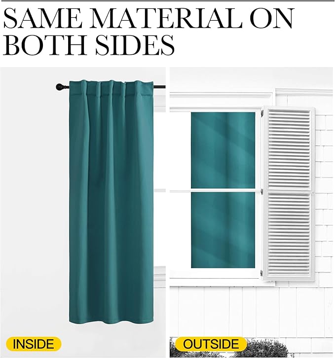 NICETOWN Blackout Curtain Panels Window Draperies - (Sea Teal Color) 34-Inch Wide x72-Inch Long, 2 Pieces, Home Decoration Light & Noise Reducing Window Covering Room Darkening Drapes for Bedroom - Image 6