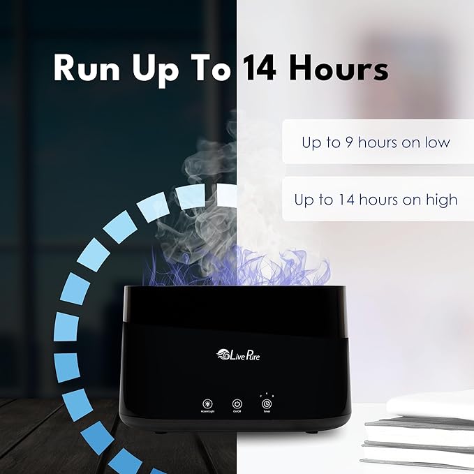 LivePure LP300HUM Aqua Flame Cool Mist Humidifier – Small Ultrasonic Plant Humidifier Indoor with Essential Oil Diffuser – Dorm Essentials, Apartment, Desks & Home Office Red - 0.20 Gal/ .75L - Image 6