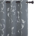 BUHUA Small Window Blackout Curtains Bedroom Darkening Curtain Panels Silver Floral Print Blackout Curtains for Kitchen 38W×45L Light Grey 2 Panels by BUHUA