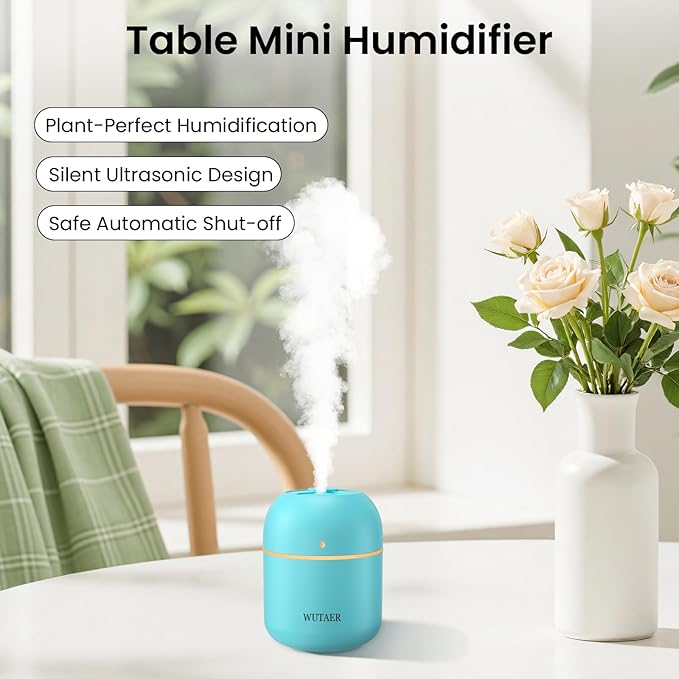Portable Small Humidifier, WUTAER USB Personal Desktop Humidifier for Car, Office Room, Bedroom, Auto Shut-Off, 2 Mist Modes, Super Quiet(220ml, Green) - Image 3