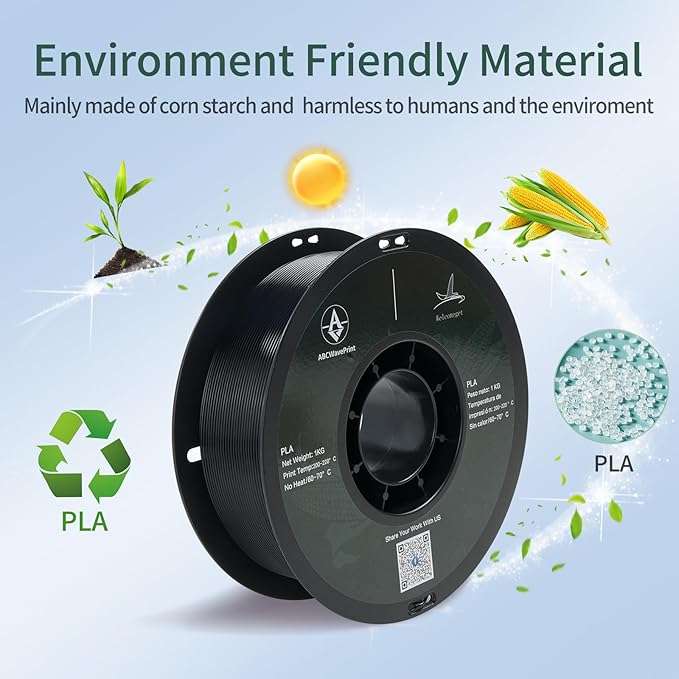 PLA 3D Printer Filament, Dimensional Accuracy +/- 0.02 mm, 1 kg Spool(2.2lbs), 1.75 mm，Black - Image 4