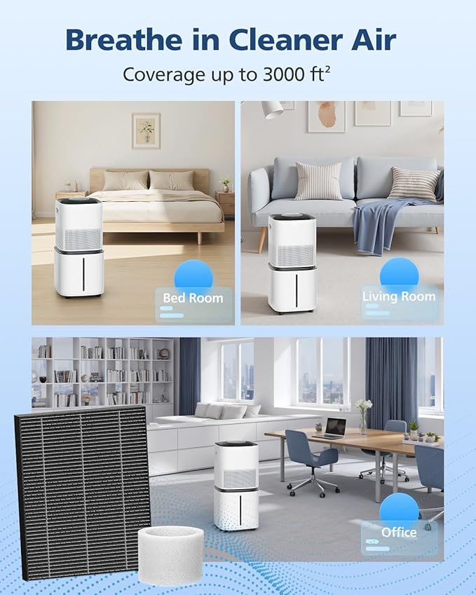 6000S Filter Replacement Compatible with LEVOIT Superior 6000S Smart Evaporative Humidifier, 8 Pack Wick Filters+ 6 Pack Top Fill Filters, Gray - Image 8