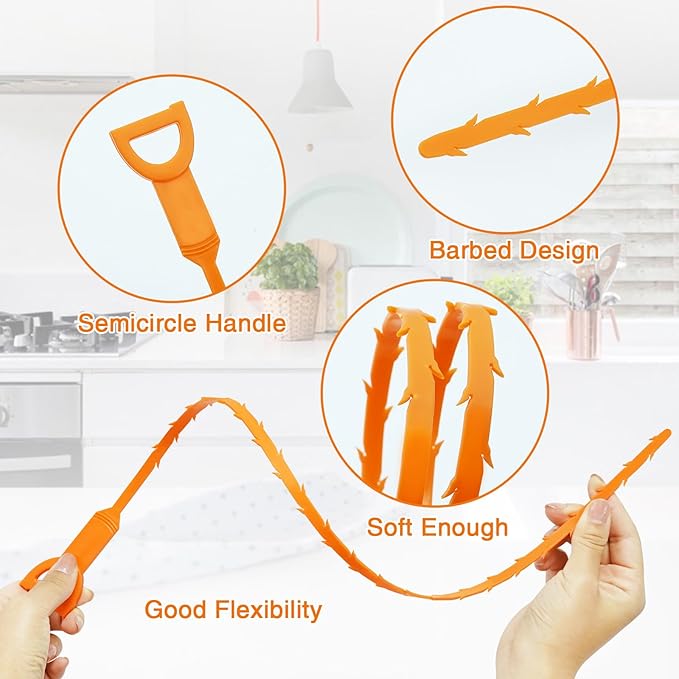 Drain Clog Remover, 25.2inch Flexible Long Pipe Snake Hair Clogs Catcher Cleaner Tool for Toilet, Kitchen Sink, Bathroom Tub, Sewer Drain - Image 3