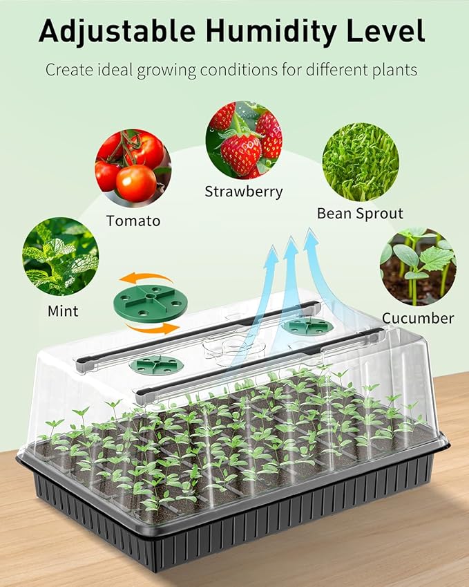 Pawfly 2 Pack Seed Starter Kit, 120 Cells, Seed Starter Trays with Adjustable Grow Light Bars & 4" Humidity Domes, Indoor Seedling Starter Trays, Reusable Plant Germination Trays, Seed Starting Trays - Image 5