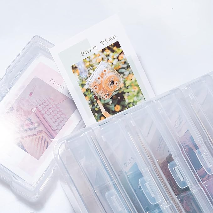 novelinks Transparent 4" x 6" Photo Organizers and Photo Storage Box with Handle, 16 Inner Photo Cases, Portable Picture Organizers & Photo Storage Containers (Clear-Gold Handle) - Image 6