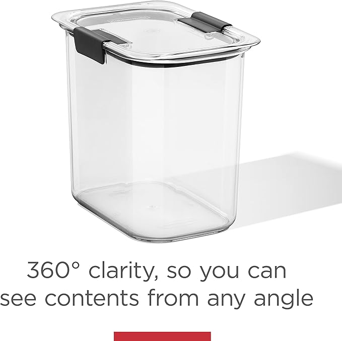 Rubbermaid Brilliance Plastic Food Storage Pantry Baking Set, 3 Containers with Lids (6 Pieces Total), BPA-Free, Clear - Image 5