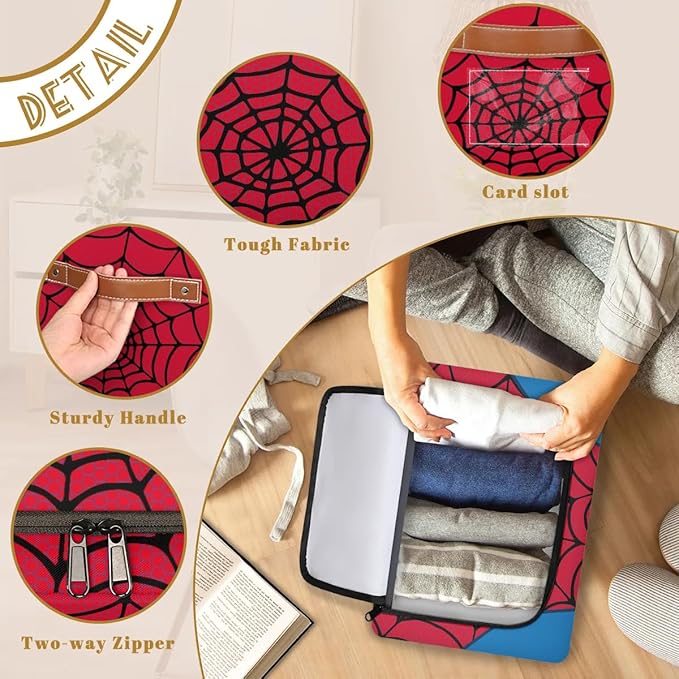 Storage Bin, Collapsible Fabric Storage Boxes with Lids for Organizing, Red Spider Web Stackable Closet Organizers and Storage Cube Basket for Home, Office, Bedroom (10.2"x14.2") - Image 5