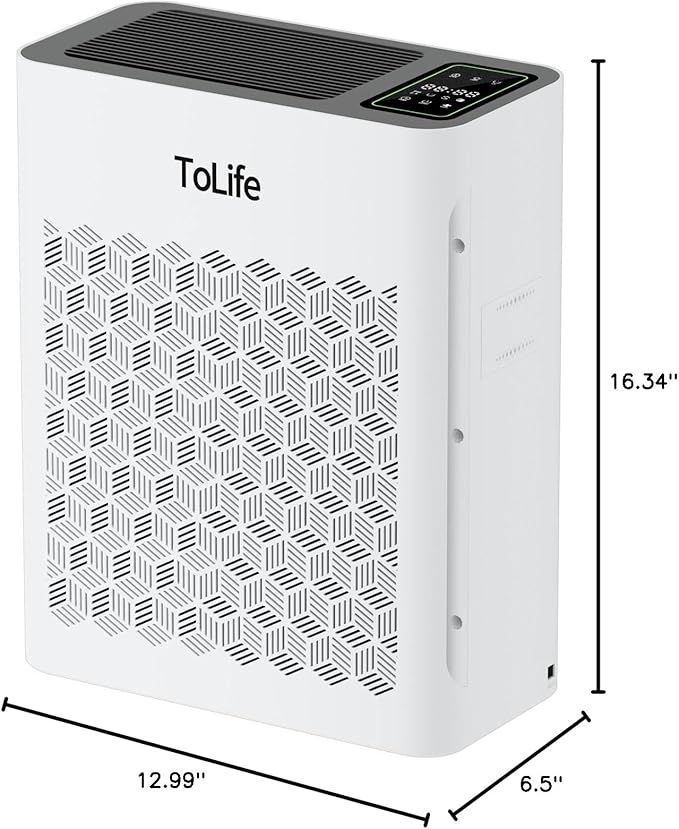 Tolife Air Purifier Large Room, Air Purifiers for Home Pets Hair with Washable Filter, Air Cleaner for Bedroom up to 1095 Ft² Dust Smoke Odor, Sleep Mode, Timer, White - Image 10