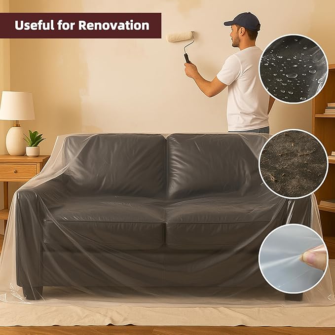 Yotelab Plastic Furniture Cover for Moving and Storage, Plastic Love Seat Couch Cover Protector, Waterproof and Dustproof Clear Moving Bags for Loveseat Bench Sofa, 68Wx42Dx62H/41H Inches (No Seal) - Image 6