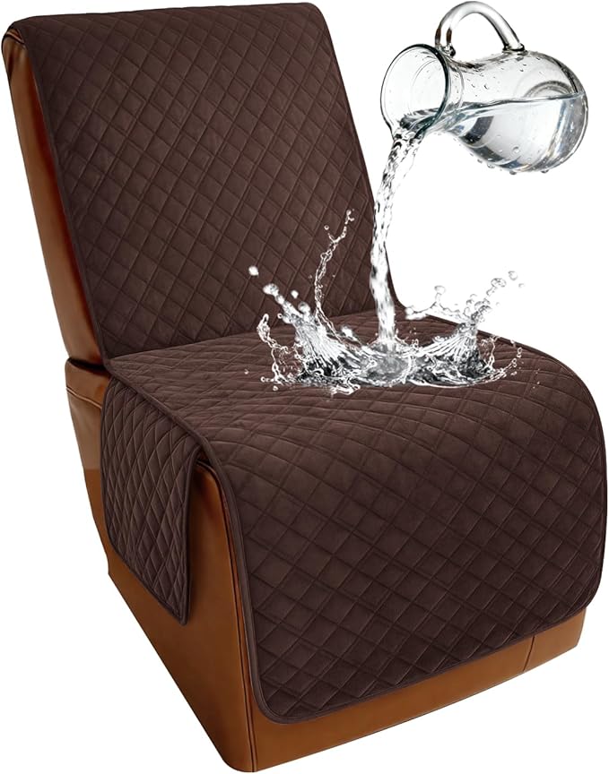 Arfntevss Waterproof Recliner Sectional Couch Covers for Reclining Sectional L Shape Sofa Cover Non Slip Washable Recliner L Shaped Slipcover Dog Additional Seat Protector (1 Seat Cover, Dark Brown) by Arfntevss