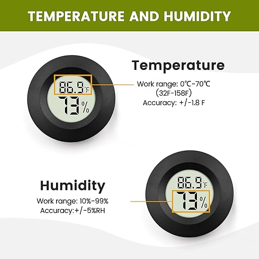 Digital Thermometer and Hygrometer with Moisture Meter – Humidity and Temperature Monitor for Indoor/Outdoor Use, Ideal for Reptile Habitats, Greenhouses, Terrariums – Fahrenheit (℉) / Celsius (℃) - Image 4