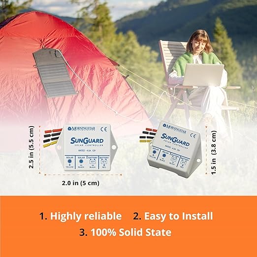 Morningstar Sunguard 4.5A PWM Solar Charge Controller (SG-4) - Intelligent Solar Panel Regulator. Supports 12V Batteries, Outdoor Rated, Highly Reliable and Easy to Install - Designed in The USA - Image 3