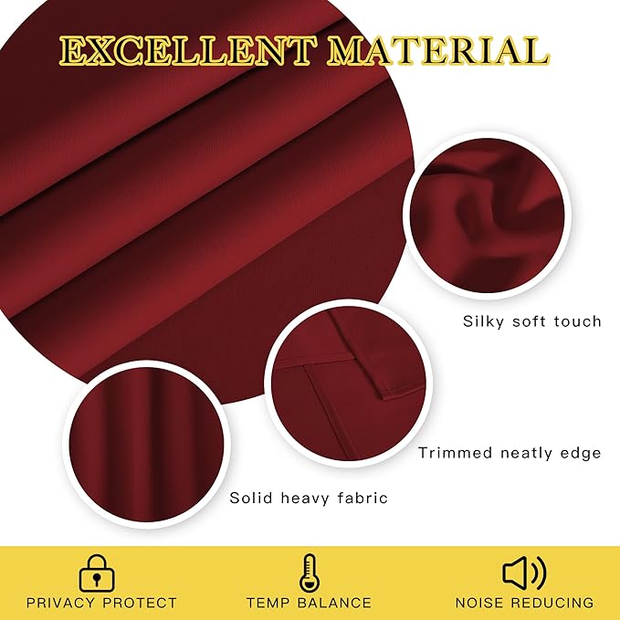 NICETOWN Blackout Curtains for Sliding Glass Door Room Divider Noise Reduce Curtain Panel Portable Window Screen Sliding Partition, W100 x L102 inches, 1 Panel, Burgundy Red - Image 2