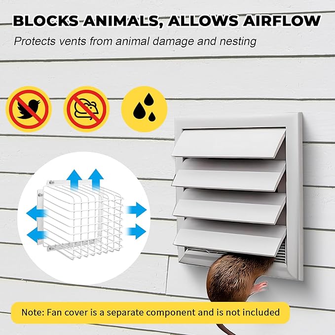 Universal Outside Bird Guard - Stainless Steel Construction Vent Cover, Fits 3 inch to 4 inch Vent Hoods, Prevents Birds, Rodents and Debris from Entering Dryer or Bathroom Exhaust Fan, White - Image 3