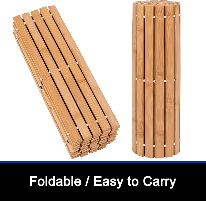 Bamboo Bath Mat Bathroom Runner Long Large Rugs Floor Wood Shower Bathtub Waterproof Non Slip Accessories 16x48 Inch Easy to Clean, Natural Bamboo, 1 pc - Image 5