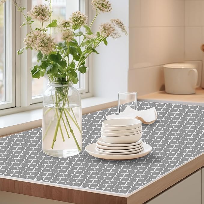 Drawer Shelf Liner for Kitchen Cabinets, Non Adhesive Slip Resistant Shelf Paper Easy to Clean, Strong Grip Thickened Waterproof Washable Mats for Pantry Shelves Cupboard Dresser, 12 in x 10 FT - Image 7