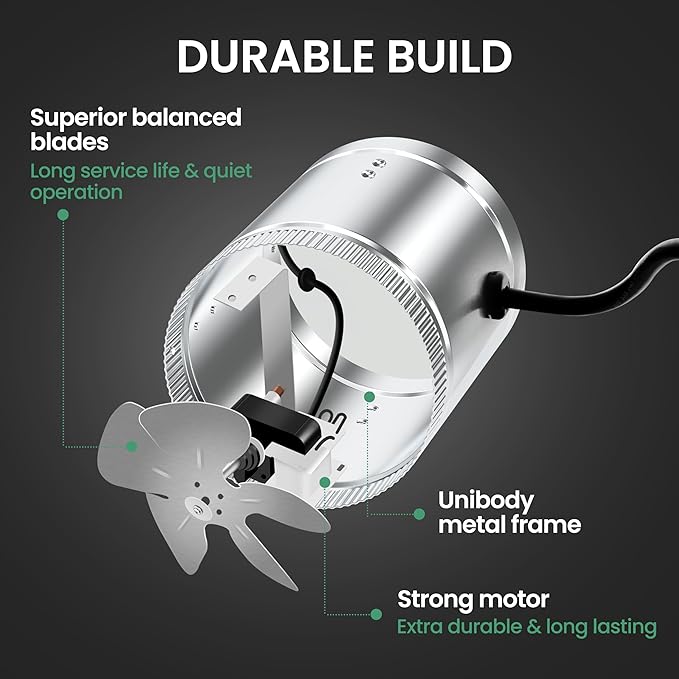 InfiniPower 6 Inch Inline Duct Fan 240 CFM, HVAC Booster Exhaust Ventilation Fan with Low Noise for Basements, Bathrooms, Grow Tents, Kitchens and Attics, Silver - Image 7
