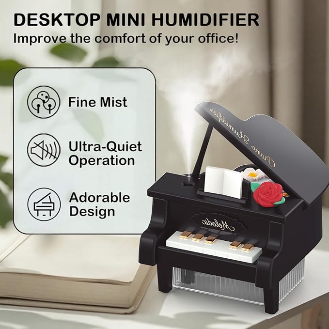 Portable Mini humidifie,350mL Cool Mist Humidifie,1200mAh Quiet for Home/Nursery/Office,Portable Mini Air Moisturizer,rechargeable mini humidifier (Black) - Image 5