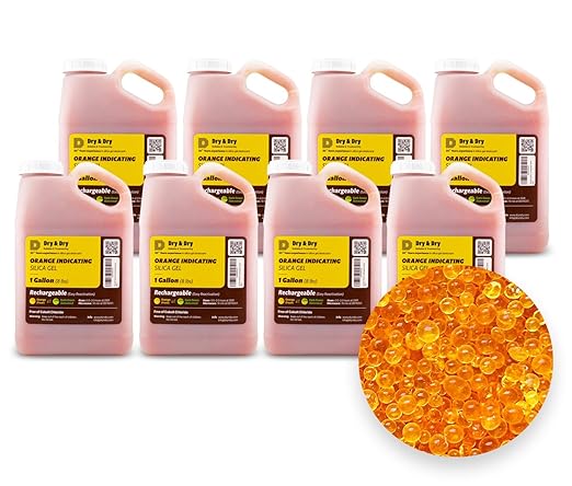 "Dry & Dry" [64 LBS] Premium Orange Indicating Silica Gel Desiccant Beads(Industry Standard 3-5 mm) - Rechargeable(8 Gallon) by DryDry