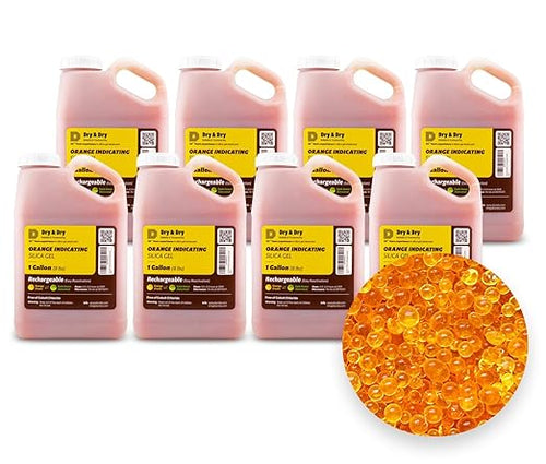 "Dry & Dry" [64 LBS] Premium Orange Indicating Silica Gel Desiccant Beads(Industry Standard 3-5 mm) - Rechargeable(8 Gallon) by DryDry