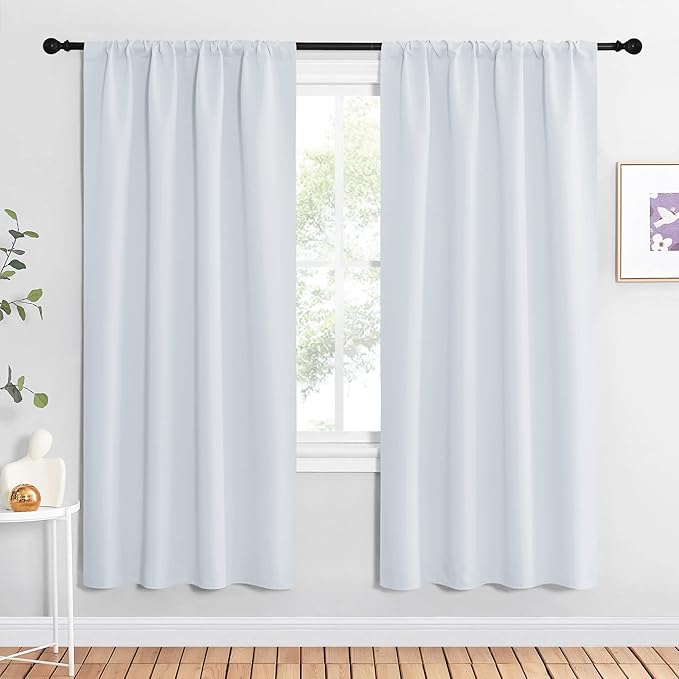 NICETOWN Kitchen Room Darkening Curtains - Window Treatment Thermal Insulated Rod Pocket Room Darkening Curtains/Drapes for Bedroom (2 Panels, 42 by 72, Greyish White) by NICETOWN