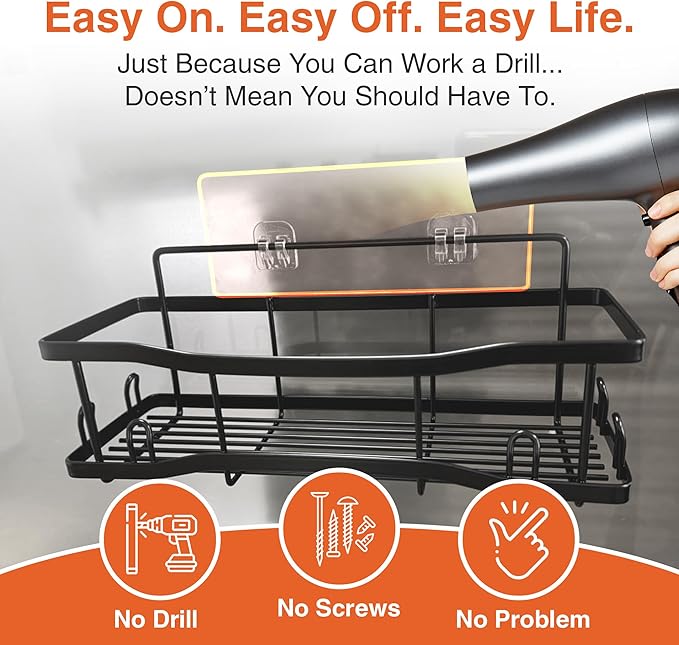 Shower Caddy Bathroom Shelves, The Athena Silken 4 Set, 40LB Capacity, Adhesive Tape No Drill - Rustproof -Gorgeous Powder Coated 304 Stainless Steel Shower Organizer for kitchen & Home Decor - Black - Image 4