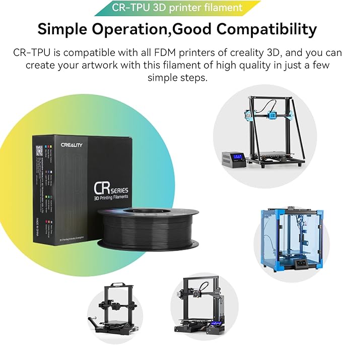 2025 Official Creality TPU Filament 1.75mm Black, Flexible 95A TPU 3D Printer Filament, High Hardness& Resilience, Soft Adhesive, Elastic, 1kg Spool (2.2lbs), Accuracy +/- 0.02 mm for Most 3D Printer - Image 5