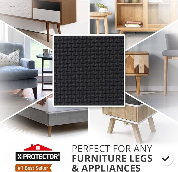 X-PROTECTOR Non Slip Furniture Pads - 8 pcs Premium Furniture Grippers 4"! Self-Adhesive Rubber Feet Furniture Feet - Ideal Non Skid Furniture Pad Floor Protectors - Keep Furniture in Place! - Image 2