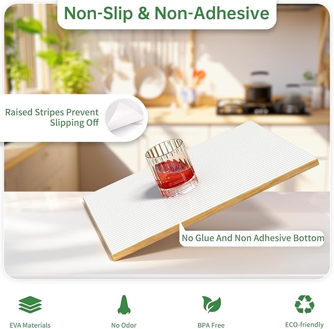 Shelf and Drawer Liner for Kitchen Cabinet, Non-Adhesive 24in x 240in Waterproof Durable Thickened EVA Material Easy-to-Cut Contact Paper Non Slip Mat for Refrigerator, Cupboard, Dresser - Image 2