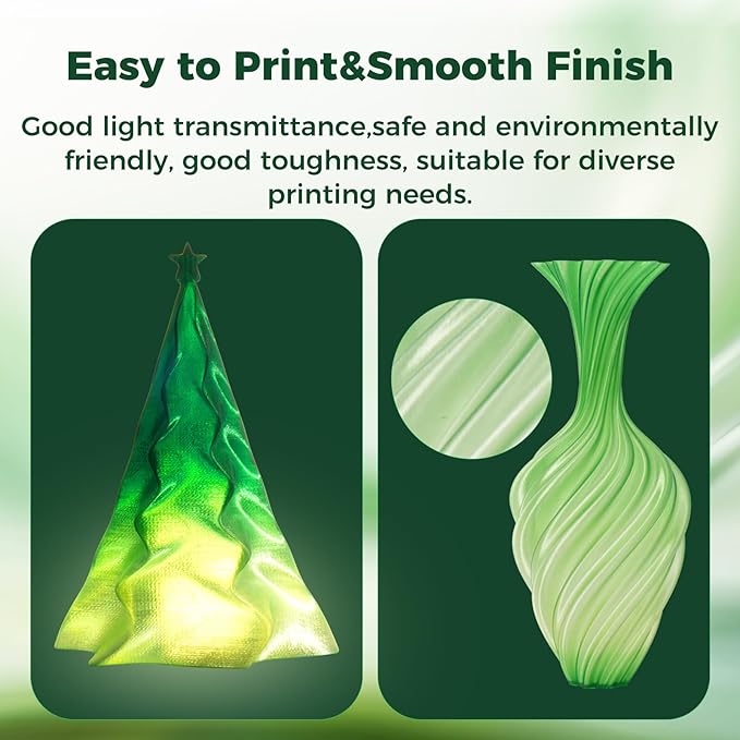 Sovol 3D Printer PETG Filament 1.75mm, Gradient Multicolors Filaments Material, 1kg (2.2lbs), Dimensional Accuracy +/- 0.03 mm, Fit Most FDM Printer, Green - Image 5