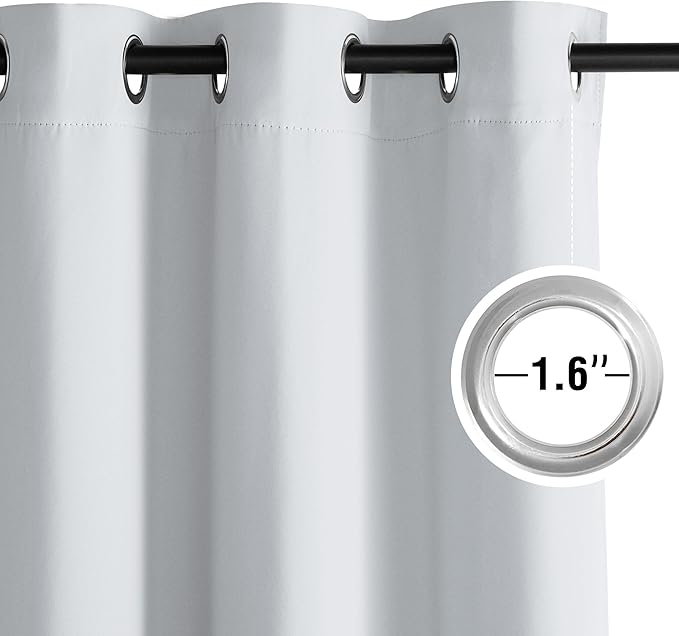 NICETOWN Room Darkening Draperies Curtains Panels, 2 Panels Greyish White W52 x L72 - Image 3